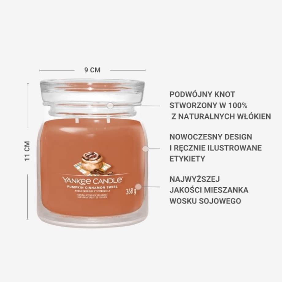 YC SIG.– Świeca średnia PUMPKIN CINNAMON SWIRL