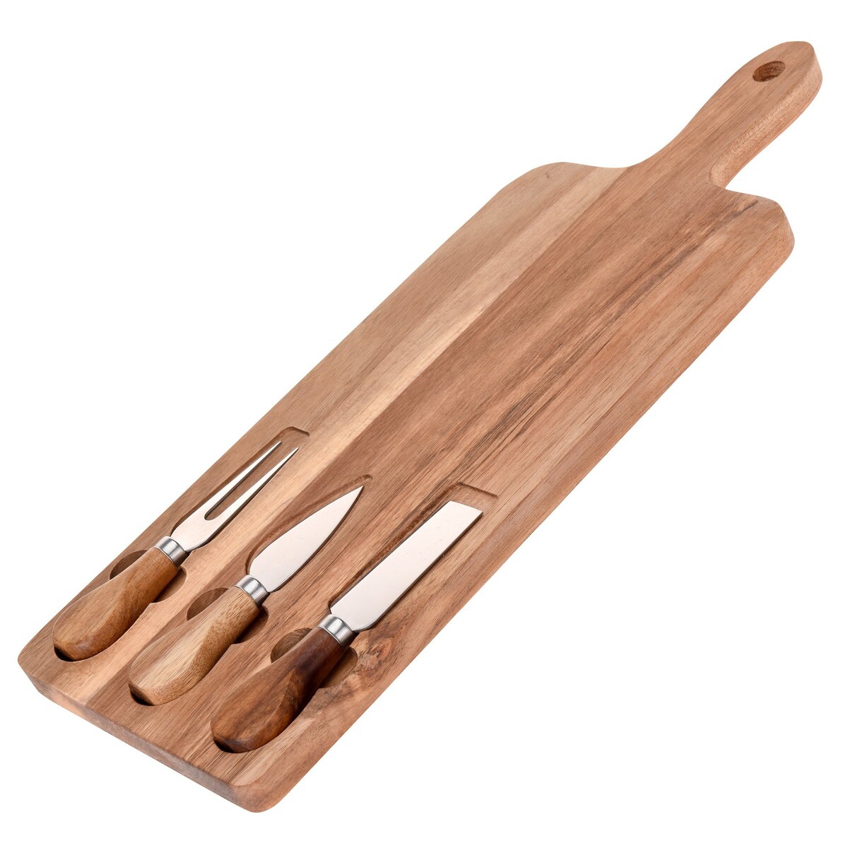 Deska do serów + 3 noże, 43x16 cm, komplet