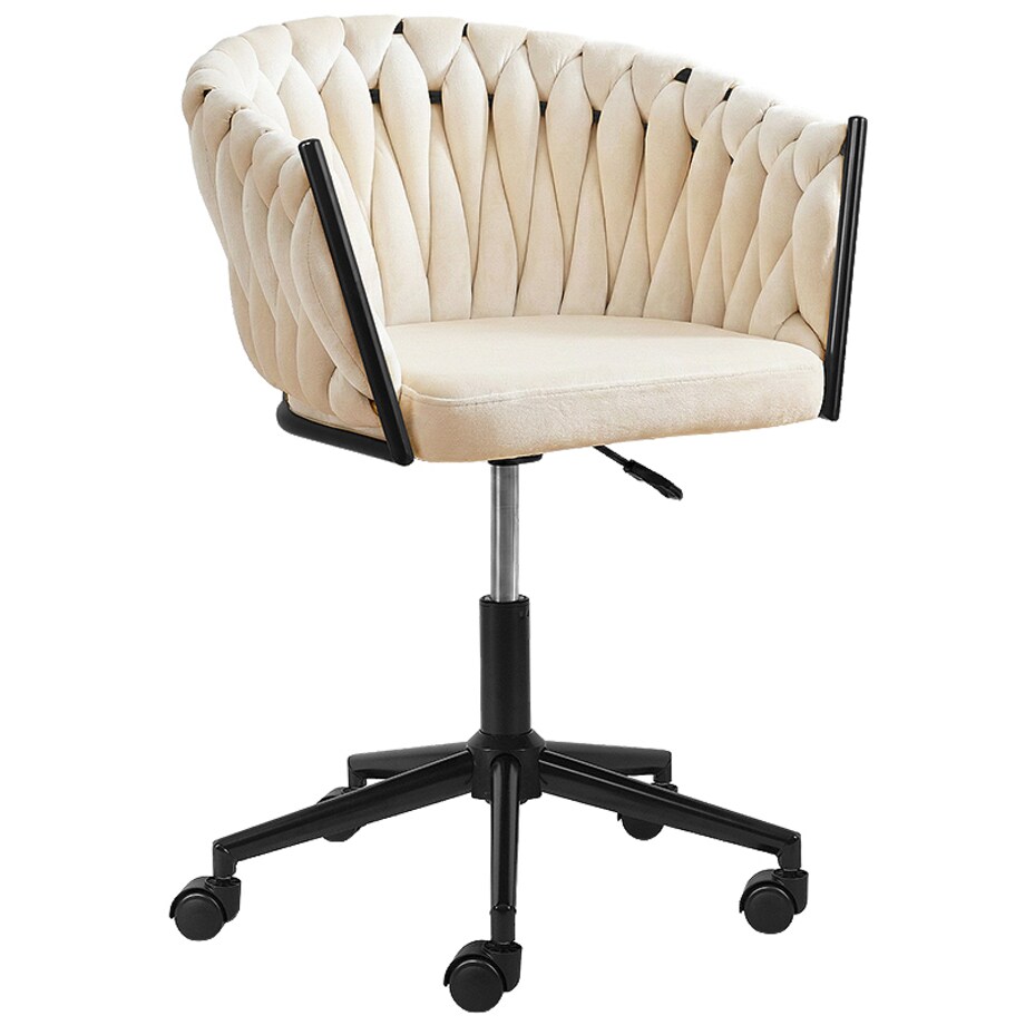 Fotel biurowy obrotowy krzesło biurowe wygodne do biurka regulowany beżowe