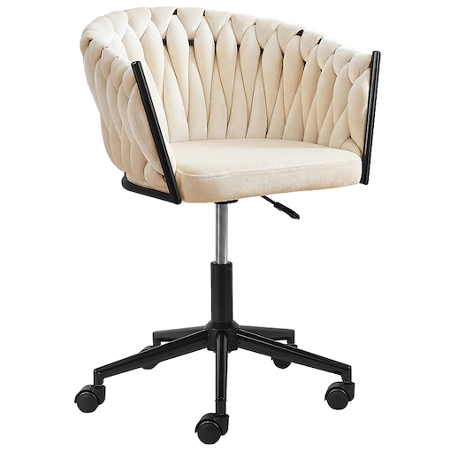 Fotel biurowy obrotowy krzesło biurowe wygodne do biurka regulowany beżowe