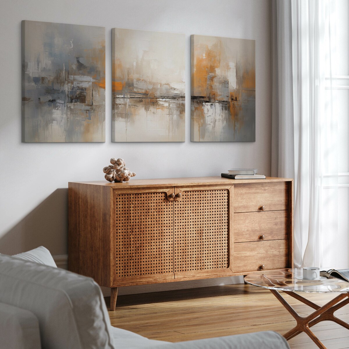 3x Obraz Do Sypialni Salonu Set Beton Abstrakcja Nowoczesny Styl 30x40cm