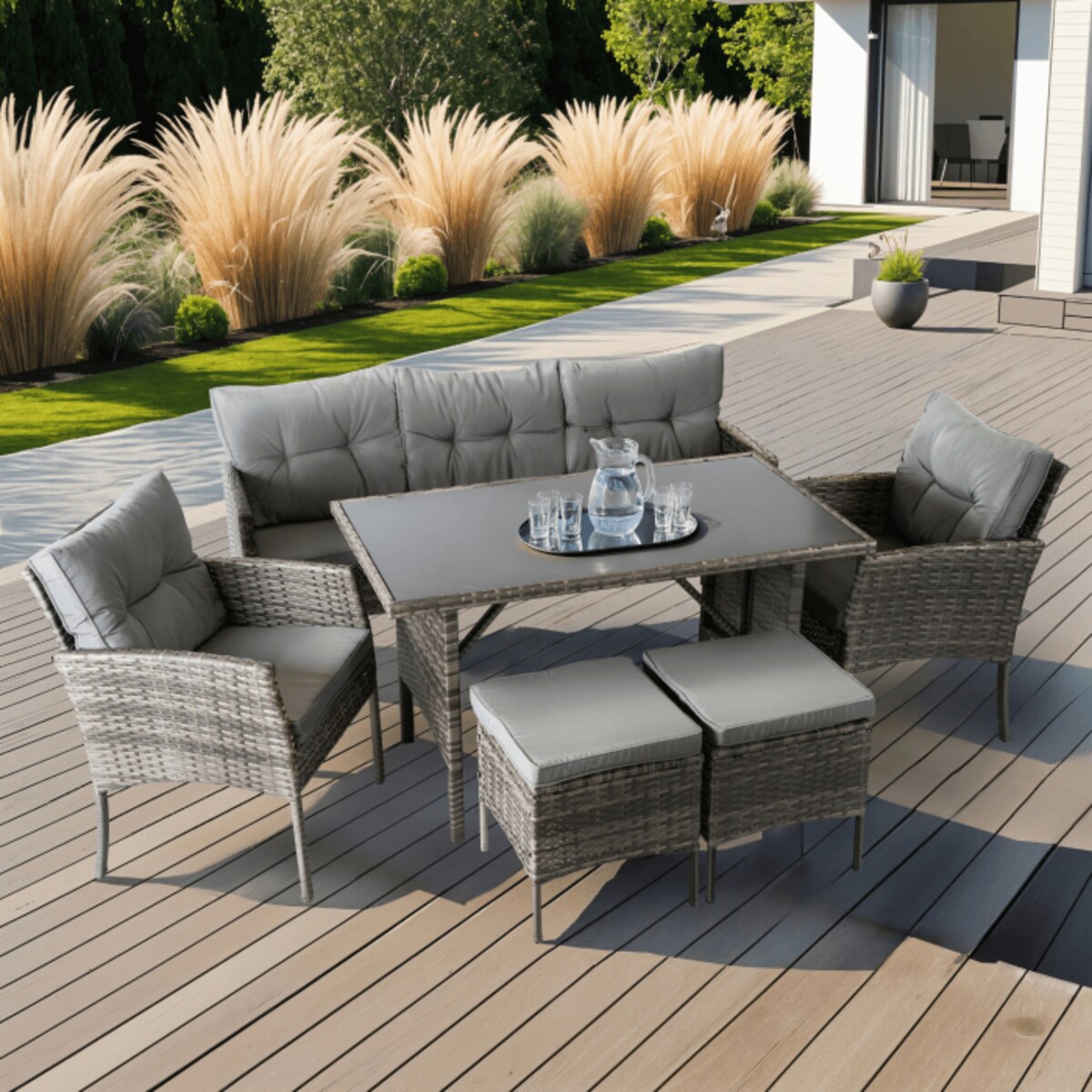 Zestaw Mebli Ogrodowych Technorattan Na Taras Ogród Komplet Szary ATLANTA