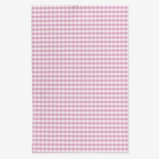 Lniany ręcznik kuchenny - różowa kratka