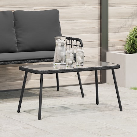 Stolik kawowy vidaXL Czarny 90x45x42 cm z polirattanu
