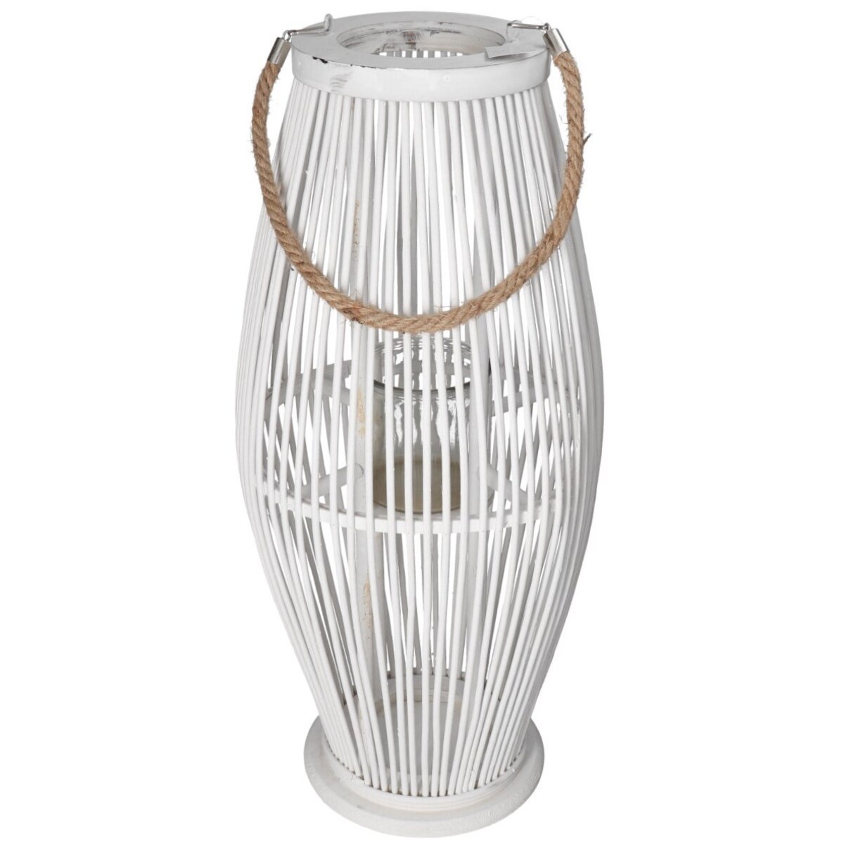 Lampion Bambusowy Rattanowy Latarnia 85 Cm Biały