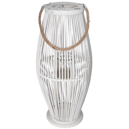 Lampion Bambusowy Rattanowy Latarnia 85 Cm Biały
