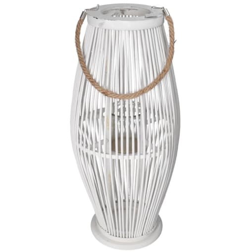 Lampion Bambusowy Rattanowy Latarnia 85 Cm Biały