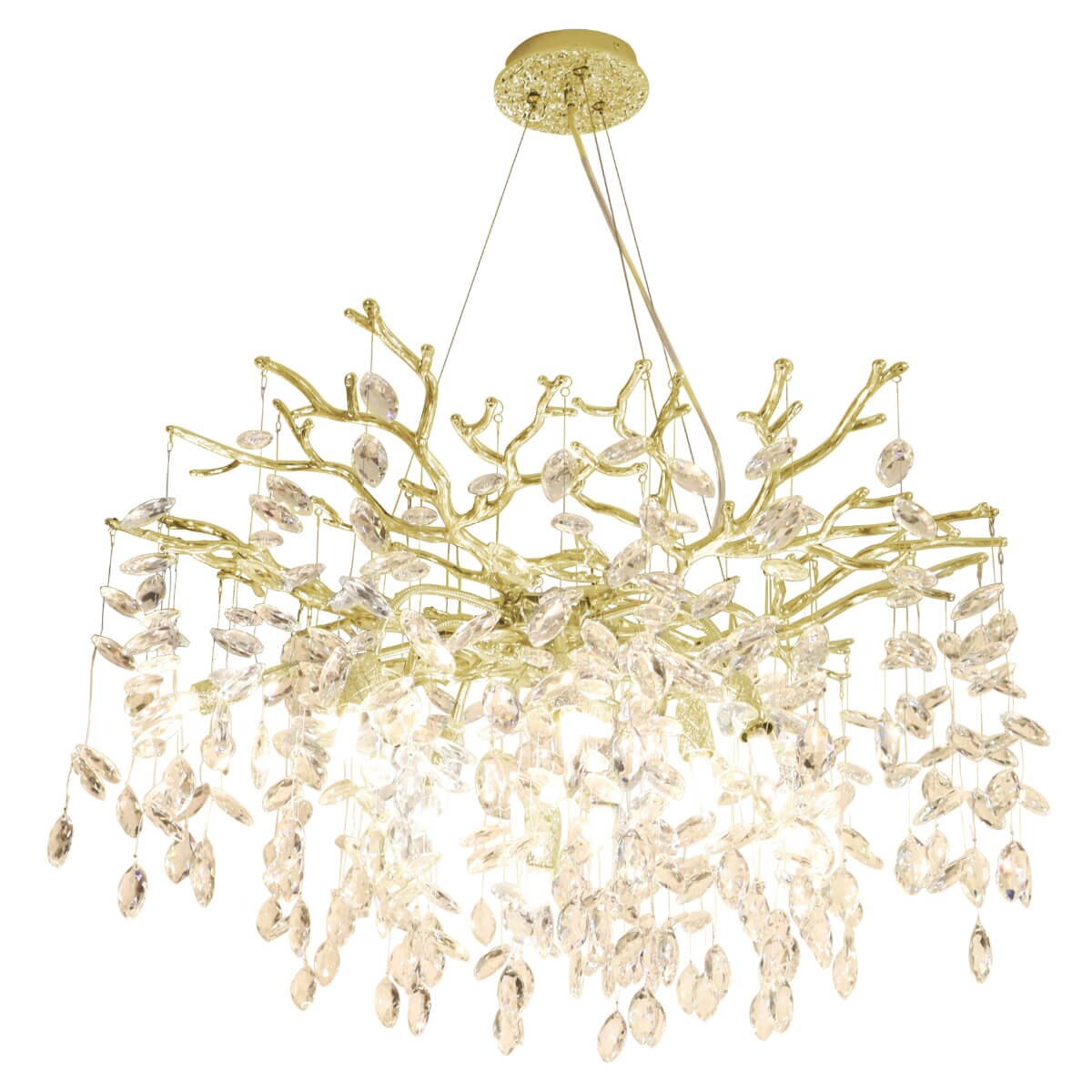 Kryształowa lampa wisząca Cindy MD4115-1-EGN Zumaline gałązki crystals złote