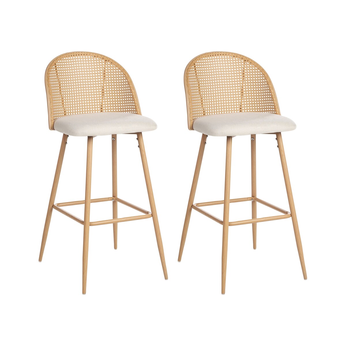 Zestaw 2 krzeseł barowych CORNELL Metal Jasnobrązowy