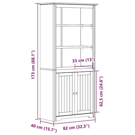 vidaXL Biblioteczka BODO, szara, 82x40x173 cm, lite drewno sosnowe