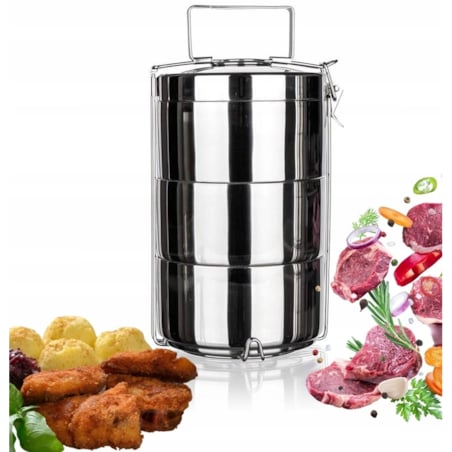 TERMOS OBIADOWY MENAŻKA pojemnik na jedzenie piętrowy 2,2 L dwie ścianki