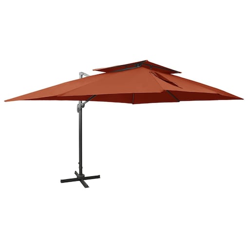 vidaXL Parasol wiszący z podwójną czaszą, 400x300 cm, terakota