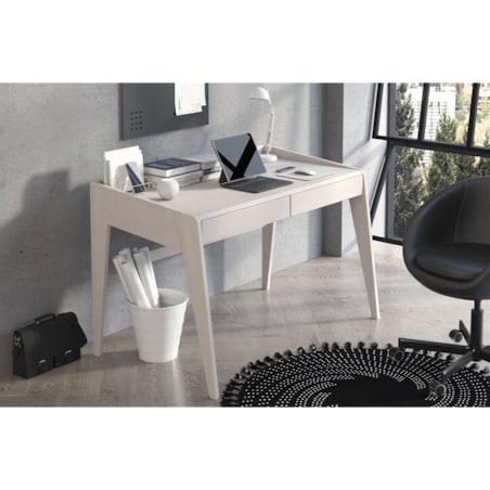 Drewniane bukowe biurko / toaletka z szufladami Visby LISA/ kolor biały