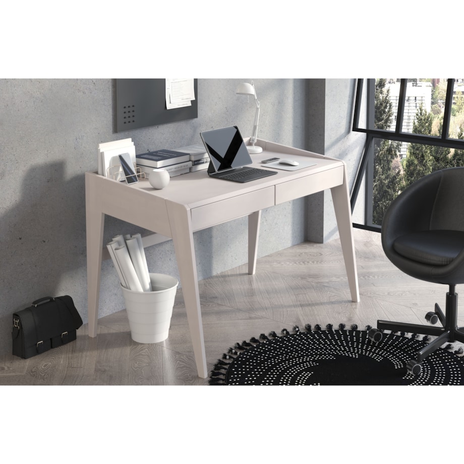 Drewniane bukowe biurko / toaletka z szufladami Visby LISA/ kolor biały