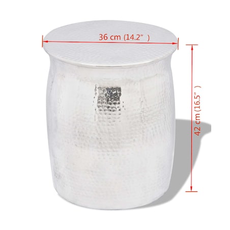 vidaXL Stolik kawowy/stołek z młotkowanego aluminium, kolor srebrny