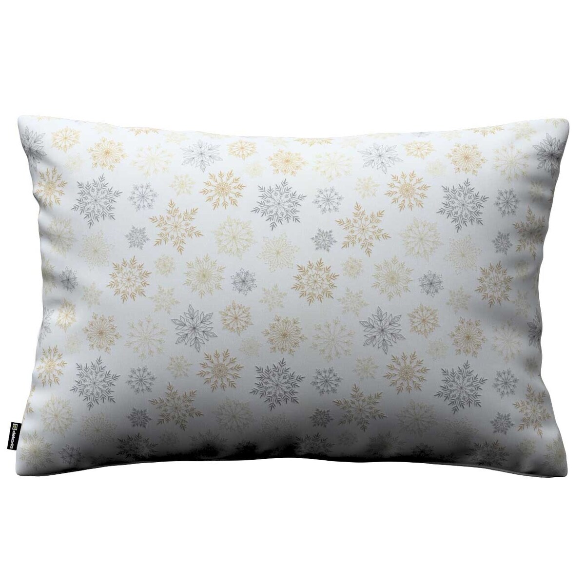 Poszewka Kinga na poduszkę prostokątną 60x40 złote, srebrne gwiazdy na białym tle
