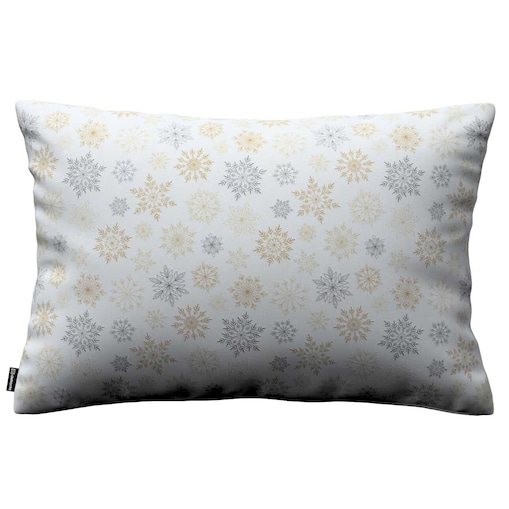 Poszewka Kinga na poduszkę prostokątną 60x40 złote, srebrne gwiazdy na białym tle