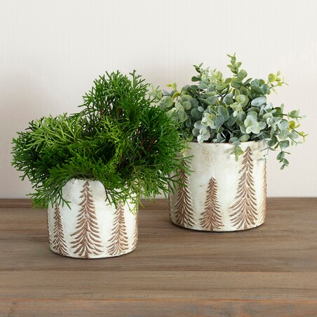 Doniczka Christmas Trees ⌀15cm boże narodzenie, święta, świąteczne, beżowy-brązowy, 15 x 14 cm