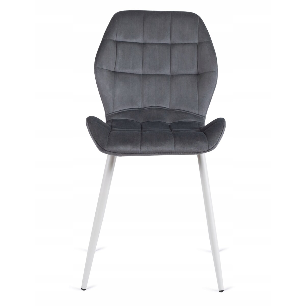 Krzesło Z Białymi Nogami Welurowe Tapicerowane Do Jadalni Szare LUCKY