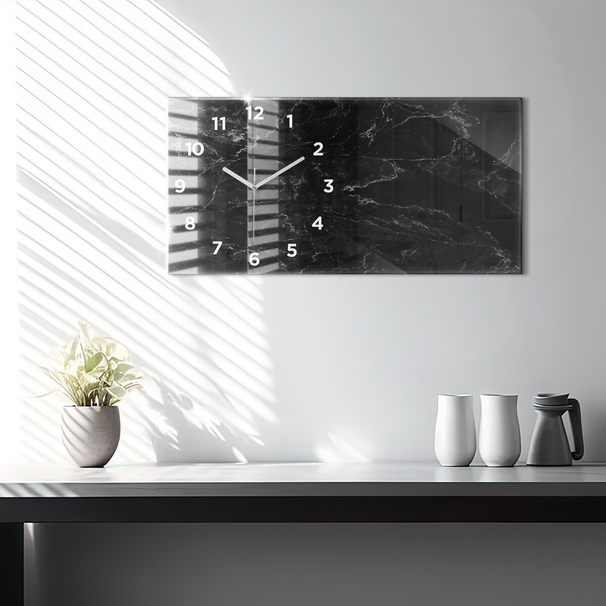 Zegar ścienny Czarny Marmur, 60x30 cm
