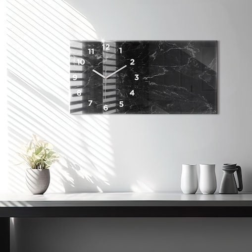 Zegar ścienny Czarny Marmur, 60x30 cm