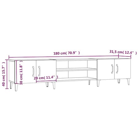 vidaXL Szafka pod TV, wysoki połysk, biała, 180x31,5x40 cm