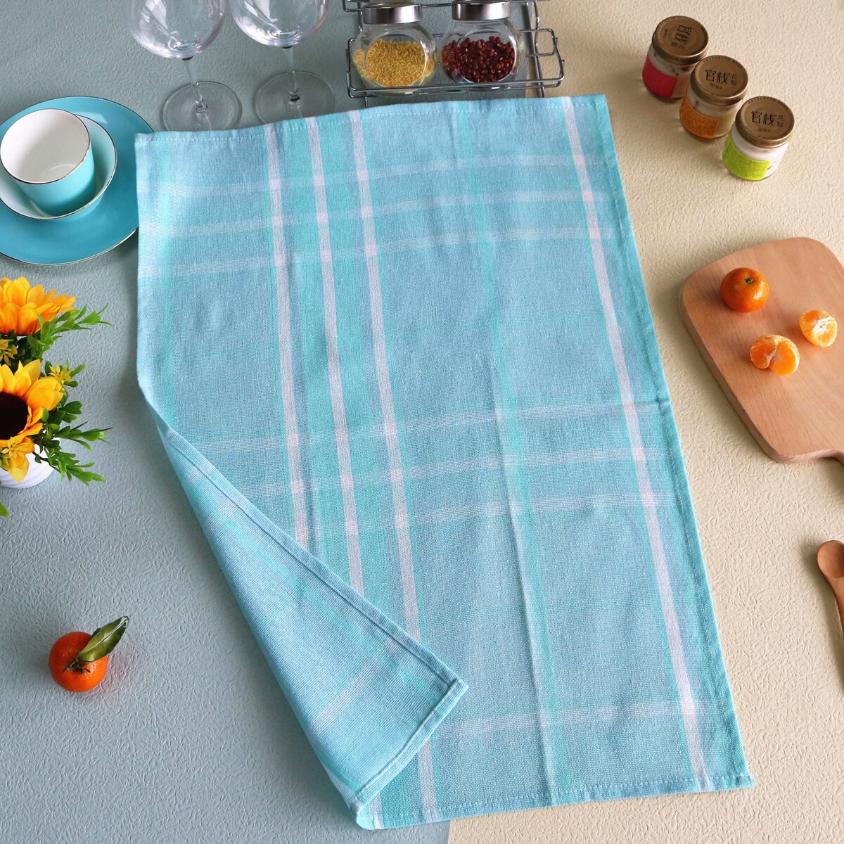 Bawełniana Ścierka Kuchenna Ręcznik 45 x 65 miętowa Kartka Ściereczka Fair