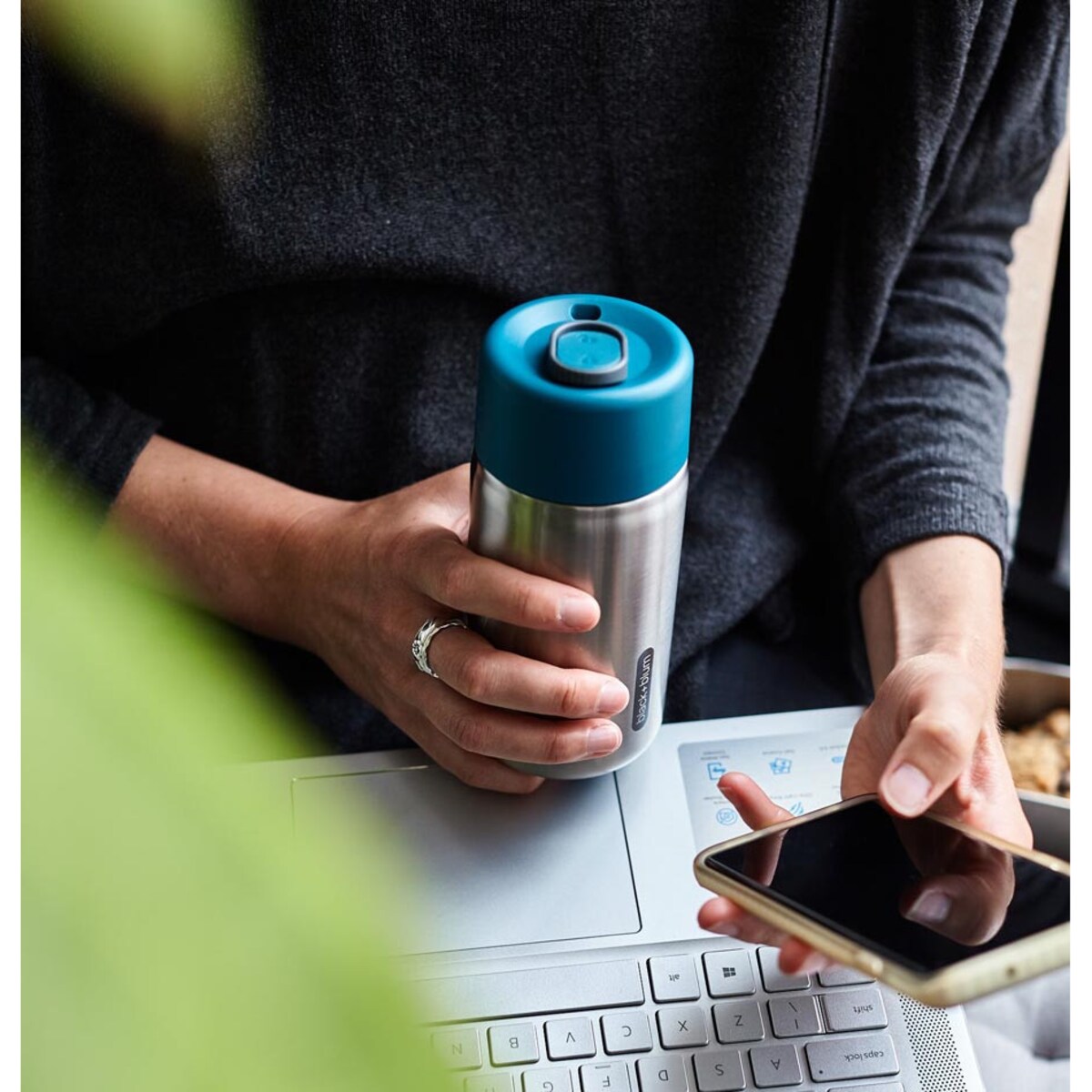 Kubek termiczny stalowy morski, 340 ml, Black+Blum