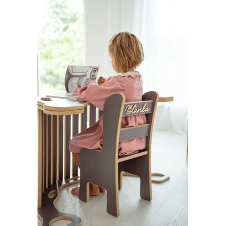 Krzesełko dla dziecka Z IMIENIEM - szare