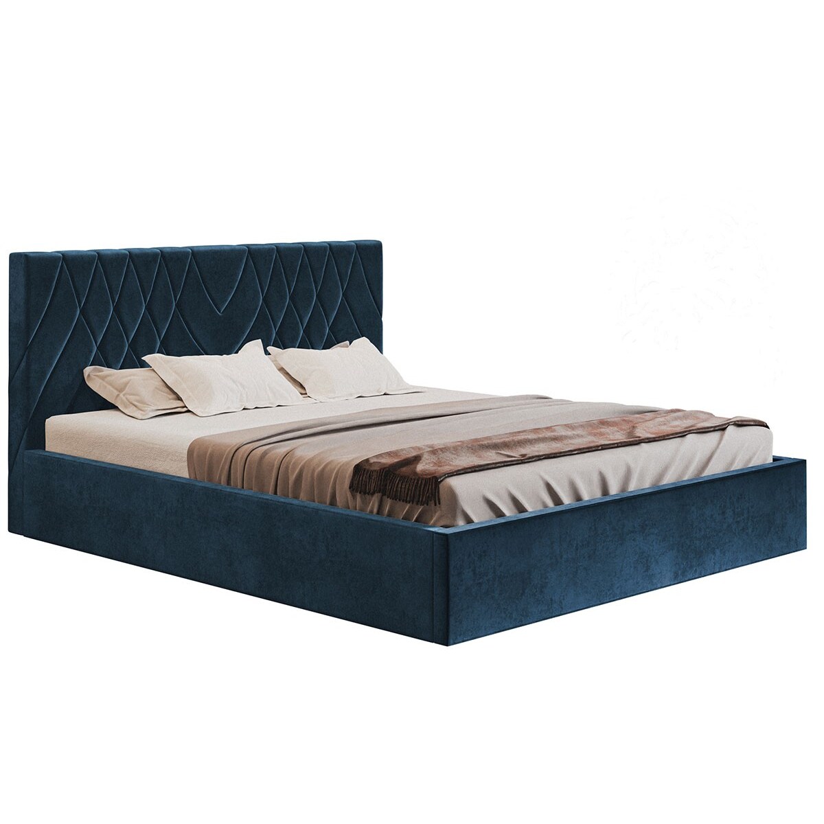 Łóżko sypialniane 160x200 OLDO 5 tapicerowane, tkanina hydrofobowa- granat