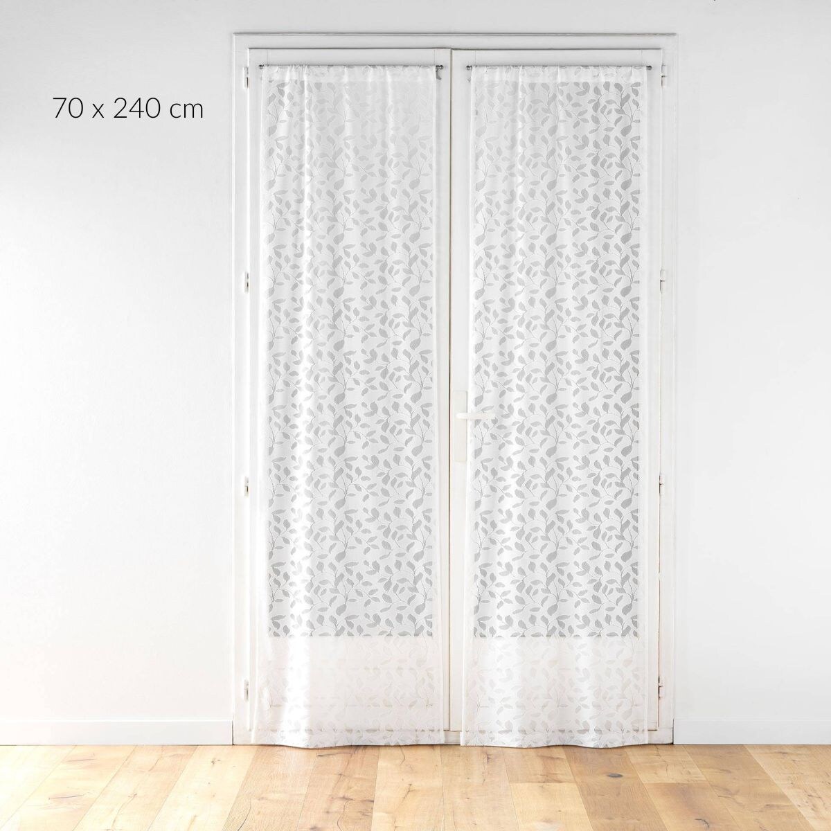 Komplet dwóch firan ze wzorem liści, MANON, 70 x 240 cm