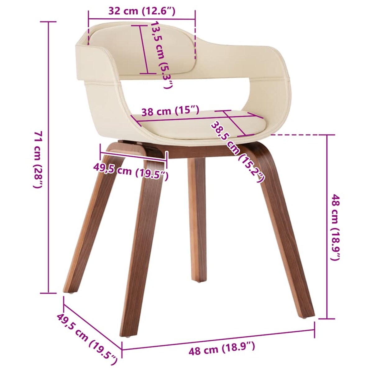 vidaXL Krzesło stołowe, białe, gięte drewno i sztuczna skóra