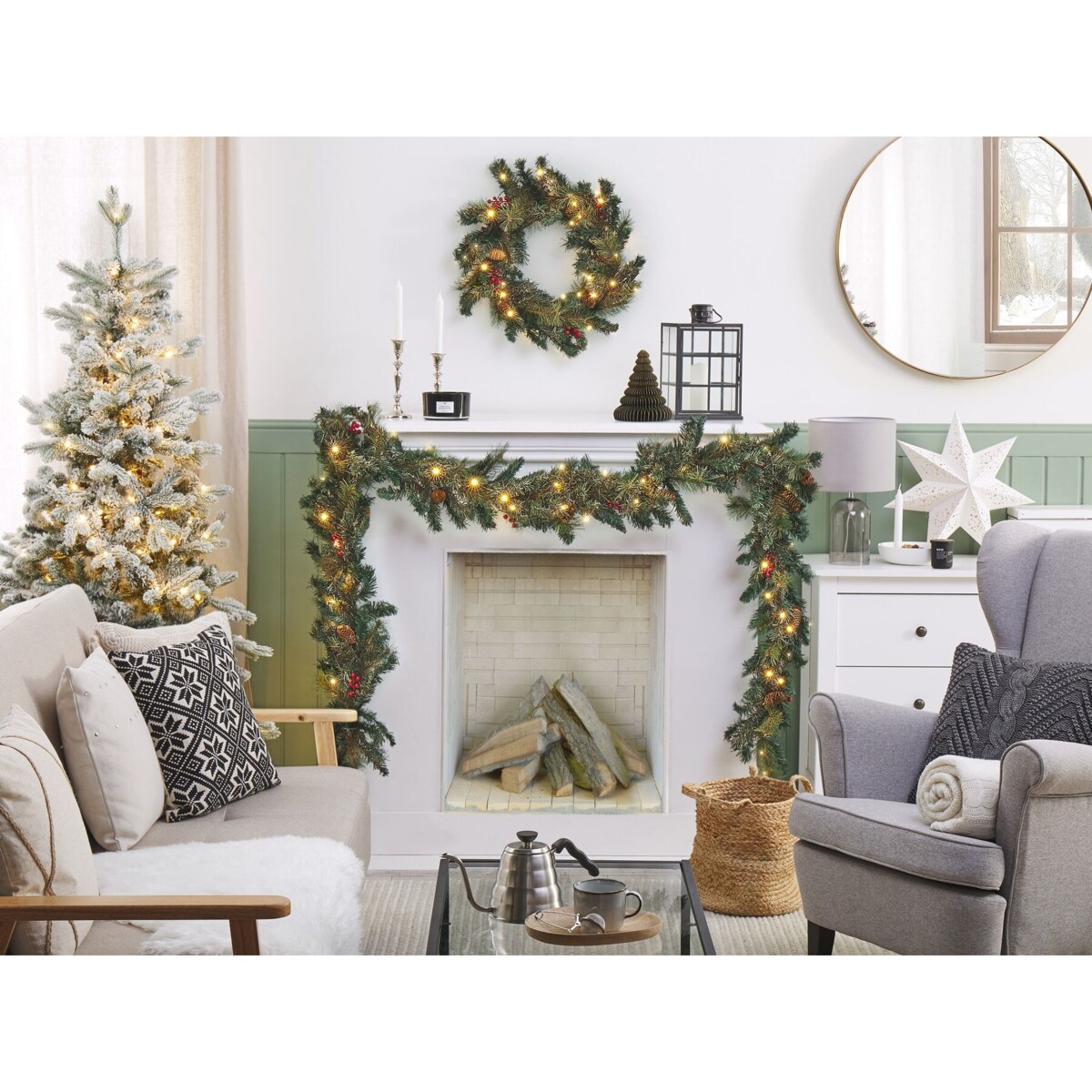 Wianek świąteczny LED ⌀ 60 cm zielony TENALA