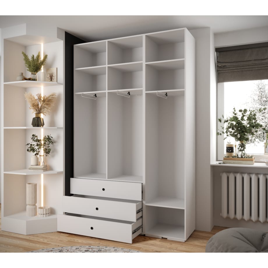 Garderoba wysoka do przedpokoju INOVA 4 Z17 biały+złoty