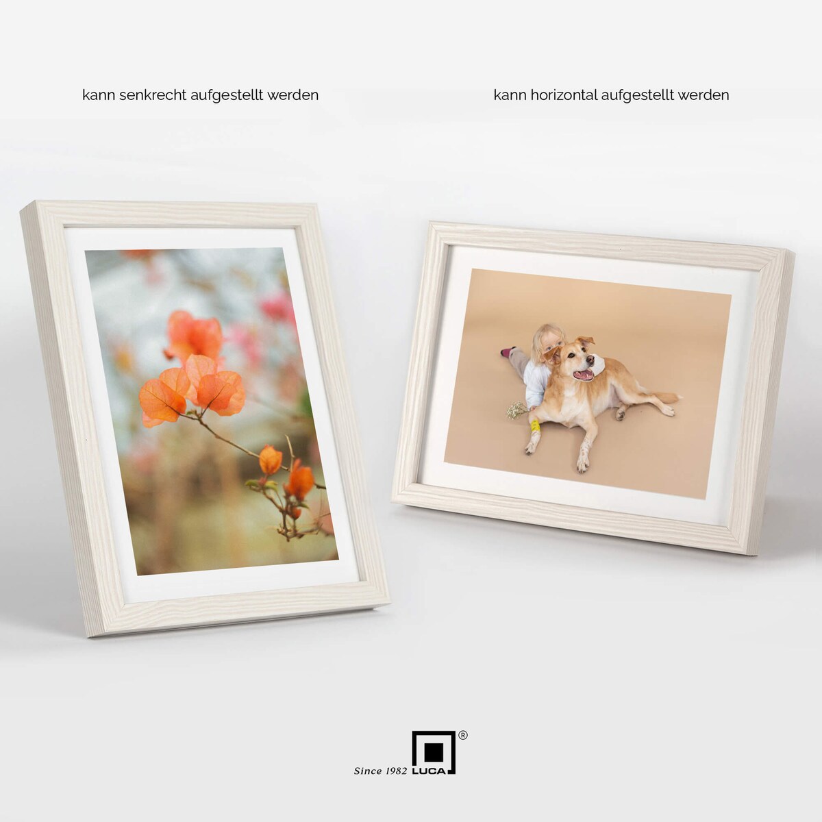 Ramka na zdjęcia 15x20 cm biała z przetarciami wisząca poziom pion rama MDF z plexi klasyczna ramka