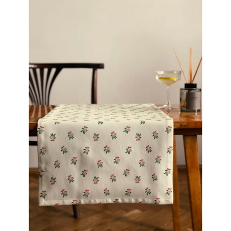 Bieżnik świąteczny - Jemioła i kokardka - 40x250