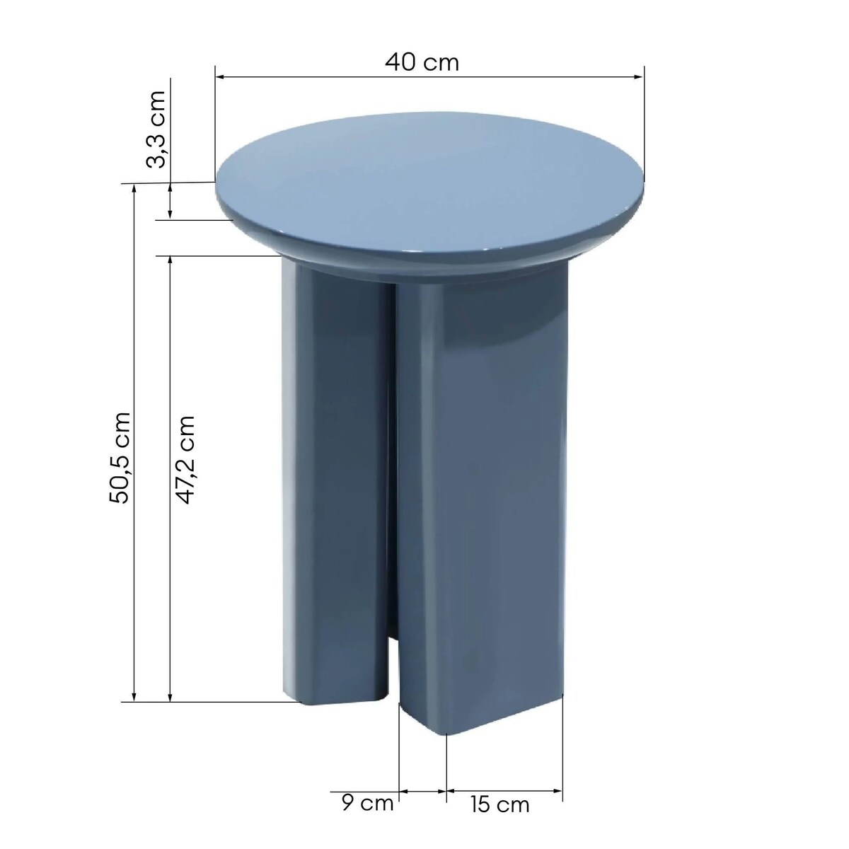 Stolik kawowy boczny Ø40 cm glossy 50,5x40x40 cm BRITTA niebieski