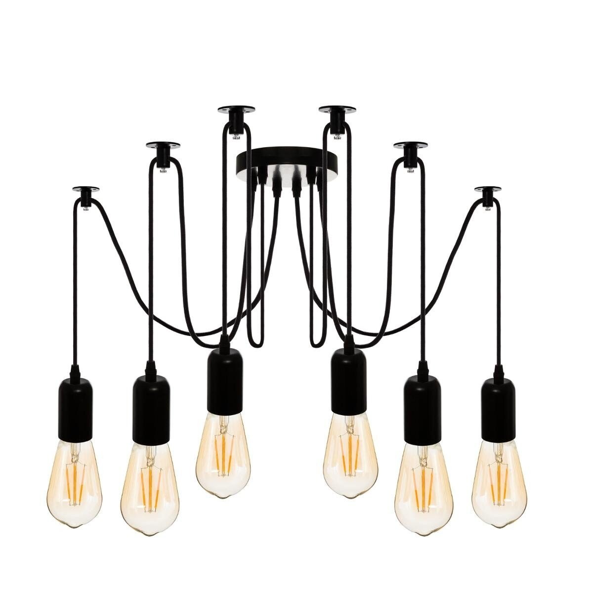 Lampa wisząca UDELL na 6 żarówek dekoracyjnych, metalowa