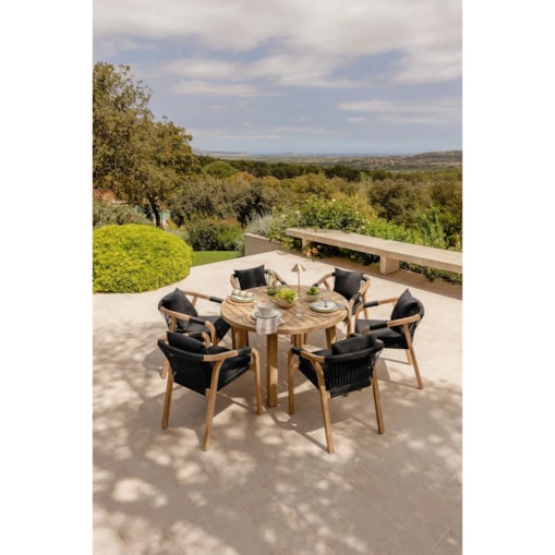 Zestaw ogrodowy: okrągły stół i 6 krzeseł z drewna akacjowego Dubai black