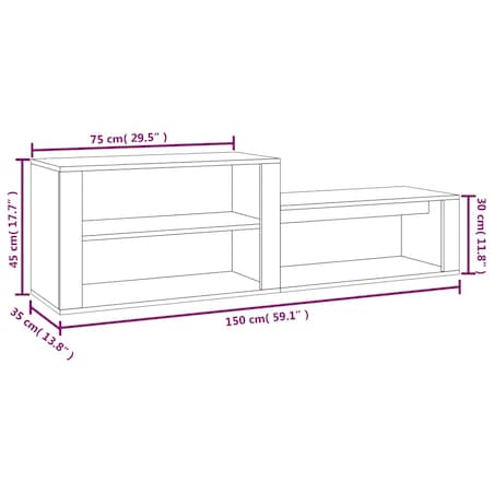 vidaXL Szafka na buty, wysoki połysk, biała, 150x35x45 cm