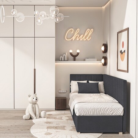 Mesonica Łóżko Snugi, linie granatowe, 90x200, Lewostronne