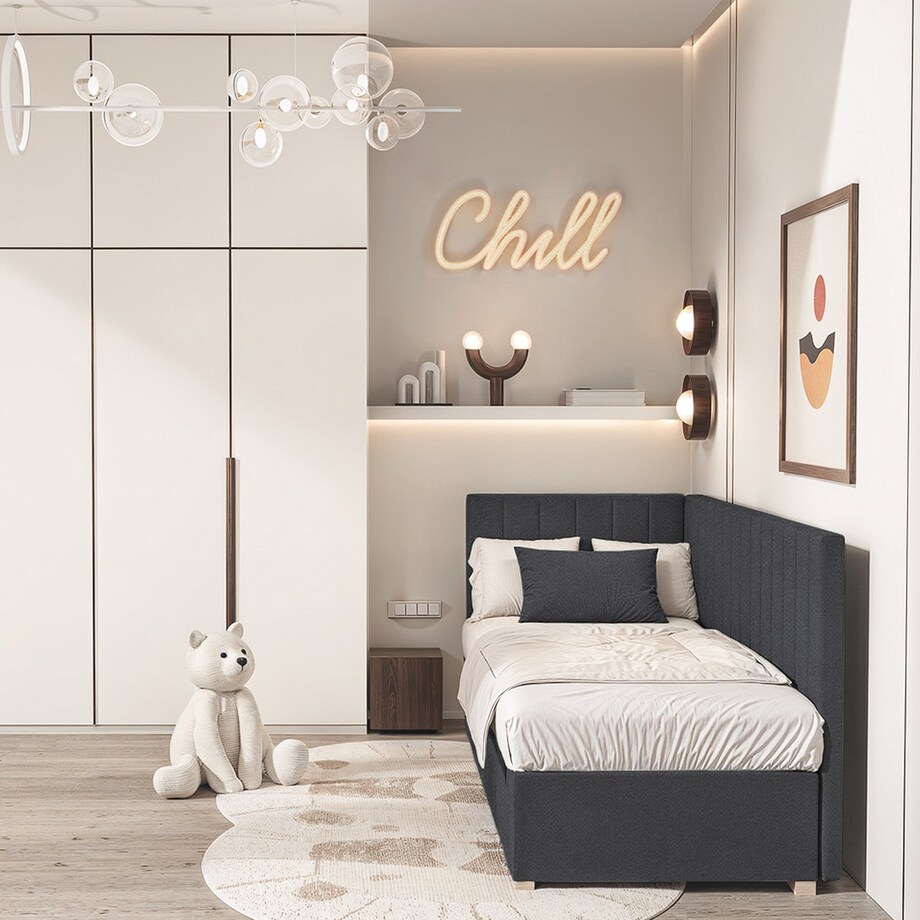 Mesonica Łóżko Snugi, linie granatowe, 90x200, Lewostronne