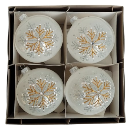 Bombka szklana 4 szt. Ø 120 mm FIOCCO DI NEVE - II biała
