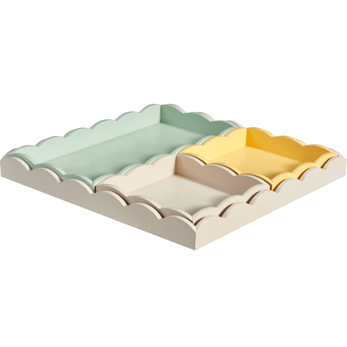 Zestaw 4 drewnianych tac, 30 x 30 x 3 cm