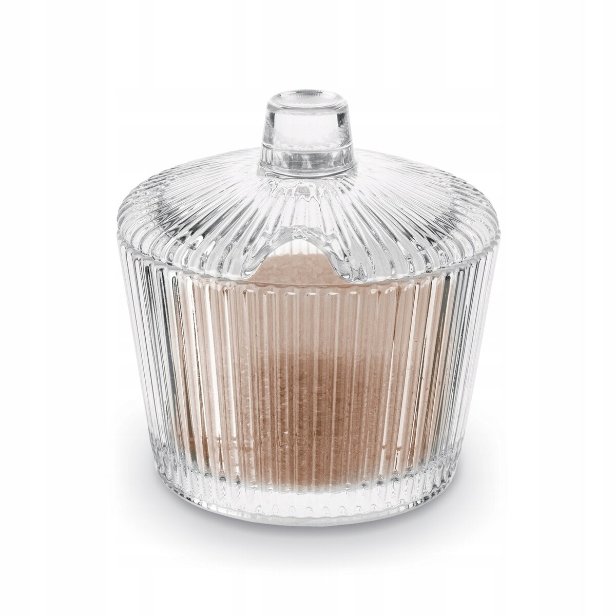 SZKLANA przezroczysta W PRĄŻKI CUKIERNICA cukierniczka 200 ml na cukier