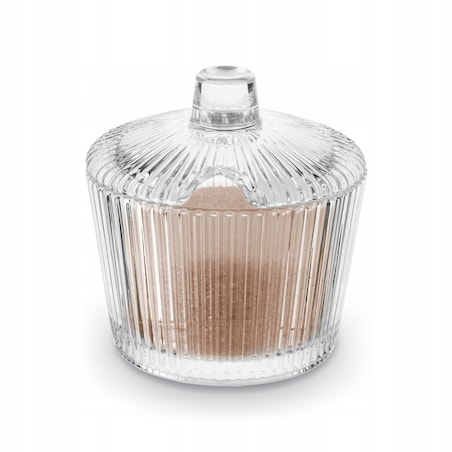 SZKLANA przezroczysta W PRĄŻKI CUKIERNICA cukierniczka 200 ml na cukier