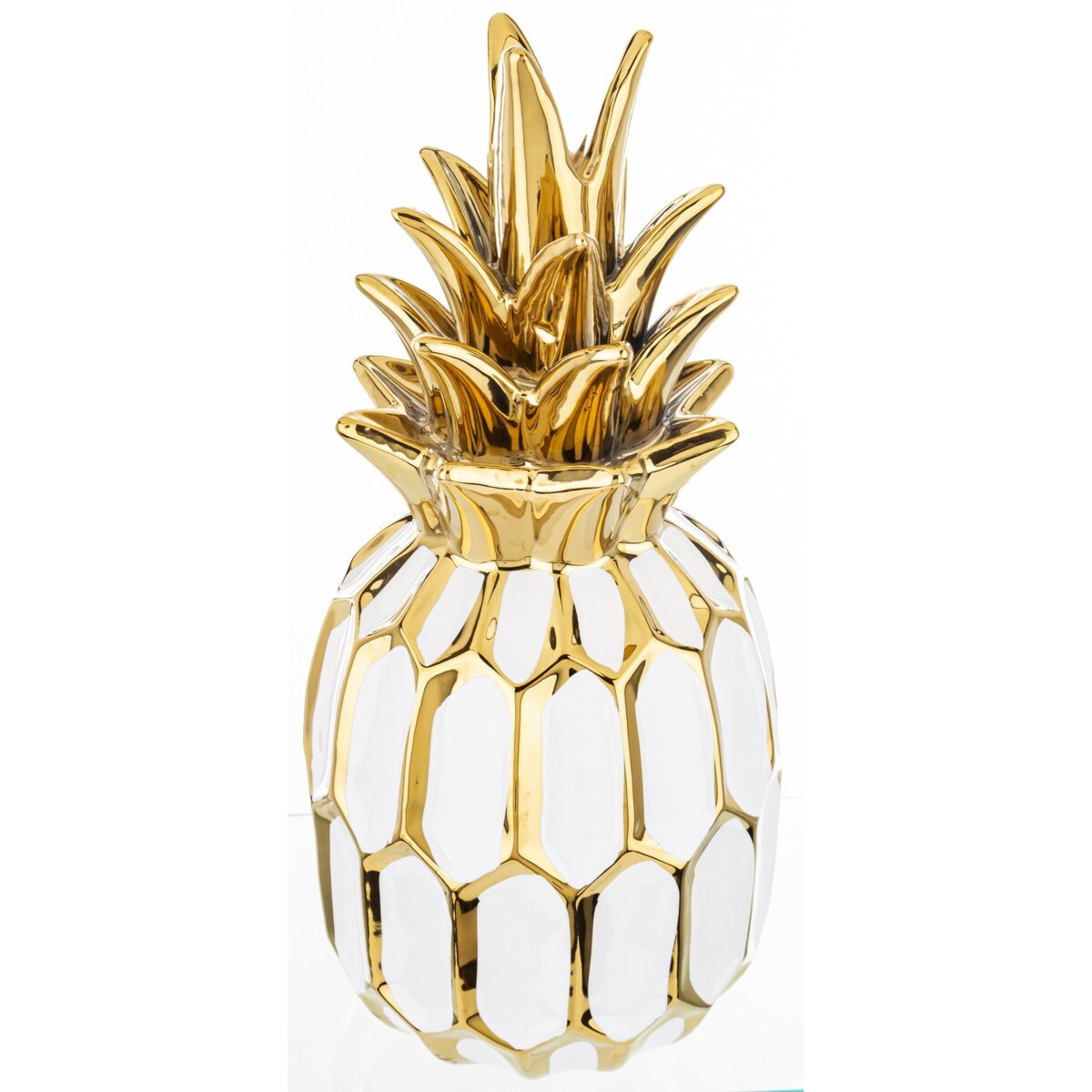 Ananas ceramiczny 31x14 cm PINE biało-złoty