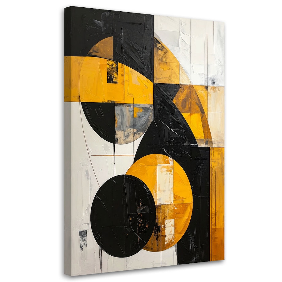 Obraz do salonu sypialni biura loftu, Geometryczna imitacja tekstury zółty czarny