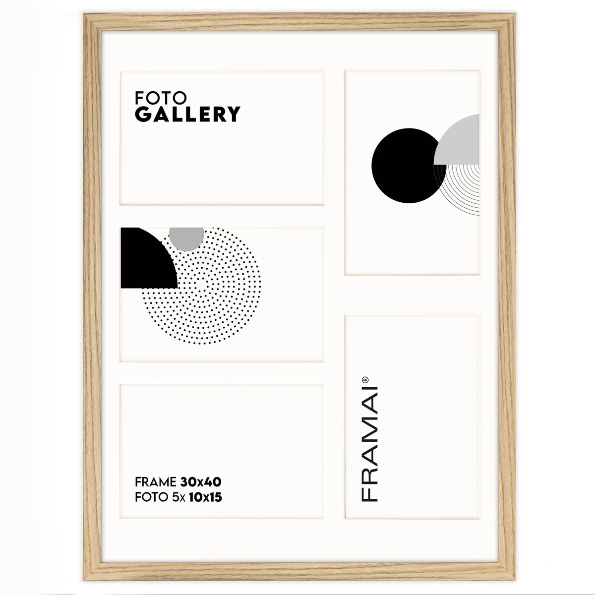 Ramka na 5 zdjęć 10x15 cm dębowa foto galeria multirama 30x40 cm FRAMAI