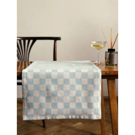 Bieżnik świąteczny - błękitna krata - 35x130